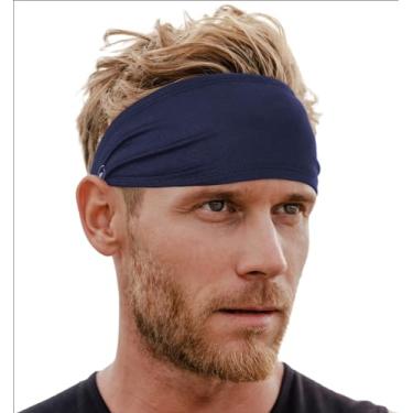 Imagem de Bandanas esportivas masculinas – faixas de treino para mulheres – Faixa de corrida – Faixa de transpiração atlética para tênis (azul marinho)