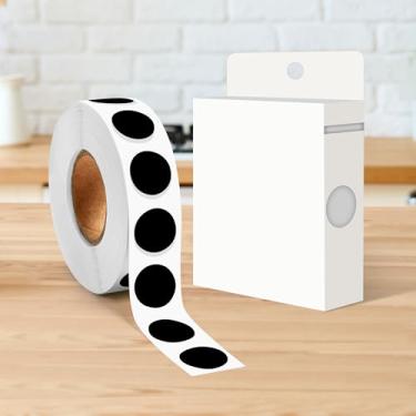 Imagem de Adesivo redondo de 1/2 polegada com código de cores, 1000 adesivos de rolo de pontos, etiquetas de círculo preto para escritório e casa