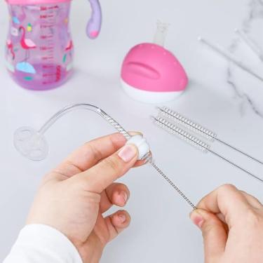 Imagem de Pacote com 2 escovas de limpeza de palha, alças de metal reutilizáveis, escova de limpeza de palha extralonga para caneca Stanley 40, 30, 590 g, escova de limpeza de palha de 10 mm de largura para