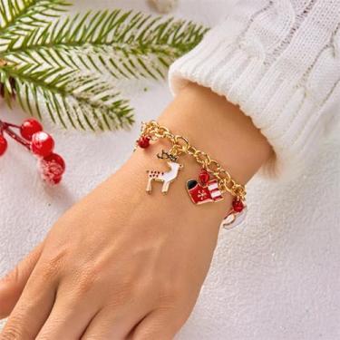 Imagem de Pulseiras de Natal com berloques e miçangas para mulheres, decorações de árvores, presentes