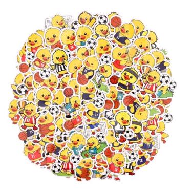 Imagem de 100 Peças Adesivo de Pato para Criança, 50 Estilos Adesivos de Animais Fofos Pato Amarelo Jogando Basquete e Padrões Futebol para Laptop Garrafa Água Artigos Festa (Cada Estilo 2 Peças)