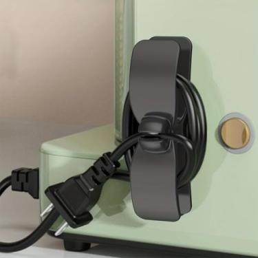 Imagem de Pacote com 2 organizadores de cabos para utensílios de cozinha - organizador de cabos USB para gerenciamento de mesa (preto)