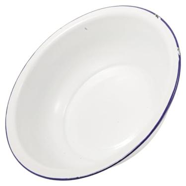 Imagem de WOFASHPURET Bacia esmaltada, lavatório vintage de imersão para pés, banheira de imersão de metal branco de 30 cm para pedicure, lavanderia e uso no banheiro