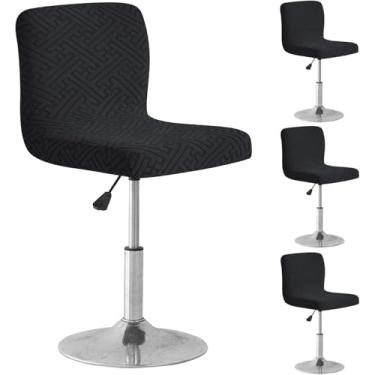 Imagem de Pacote com 4 capas de banco de bar impermeáveis com encosto, capas elásticas para cadeira de bar com costas laváveis para cadeira de bar (preta)