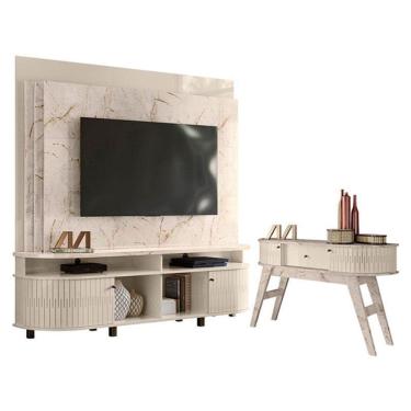 Imagem de Estante Home Theater Daytona Com Aparador Estoril Calacata Off White – Madetec