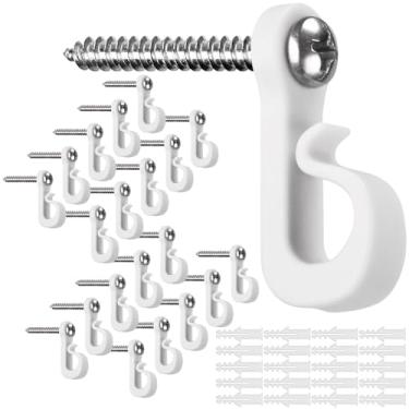 Imagem de SELEWARE Ganchos Q brancos para cordão de luzes ao ar livre, ganchos de luz de Natal rosqueados para pendurar no pátio, luzes de fadas e feriados, 20 peças