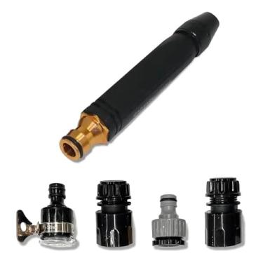 Imagem de Pulverizador de Mangueira com Bico de Alta Pressão – Esguicho Regulável Preto para Limpeza e Jardinagem