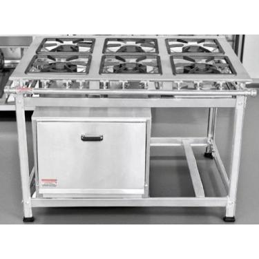 Imagem de Fogão Industrial 6 Bocas 40x40 em Aço Inox com Forno Leona - Mr Fogões