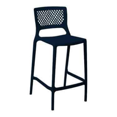 Imagem de Banqueta Alta para Cozinha Azul Marinho Empilhável Vênus em Polipropileno Acrilys