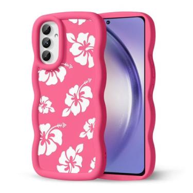 Imagem de CASBST Capa de telefone compatível com Galaxy A54 5G para mulheres e meninas, moldura ondulada encaracolada com estampa fofa, capa de telefone à prova de choque de silicone macio e estética para