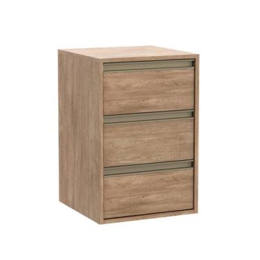 Imagem de Mesa de Cabeceira 3 Gavetas MDF Select Belmax, Carvalho