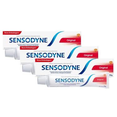 Imagem de Kit 3 Creme Dental Sensodyne Original para Dentes Sensíveis 90g