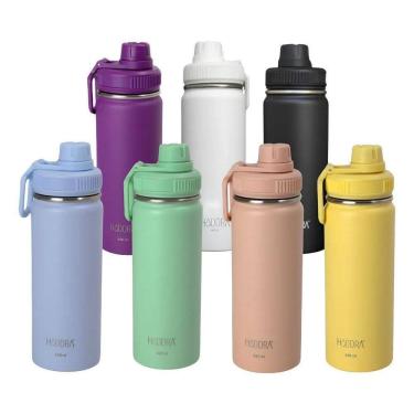 Imagem de Garrafa Térmica 600 Ml Inox Fitness Academia Preto. Pessego