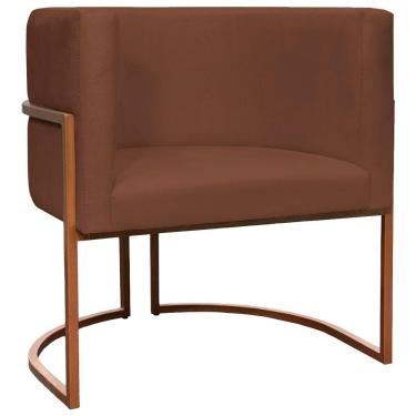 Imagem de Poltrona Decorativa Recepção Luna Suede Cores Base De Ferro Bronze - Terracota, Suede