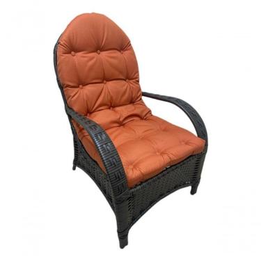 Imagem de Cadeira Descanso Poltrona Confortável Com Almofada Reforçada argila / Laranja