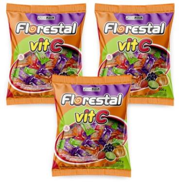 Imagem de Kit com 3 Pacotes de Bala Vit C Sortida 500g com Vitamina C Florestal