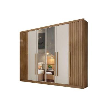 Imagem de Guarda Roupa Casal 6 Portas (2 C/ Espelho E 2 Ripadas) E 6 Gavetas Bragança/coimbra Cumaru/fendi 25 - Novo Horizonte