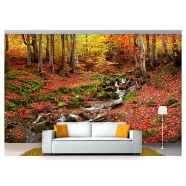 Imagem de Papel De Parede Cachoeira Natureza Outono 3D 6M² Nch182 - Você Decora