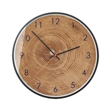 Imagem de YWangQiang Relógios de parede para casa relógio de parede sala de estar retro doméstico simples criativo grão de madeira ano todo relógio decorativo pendurado parede decorações de escritório em casa