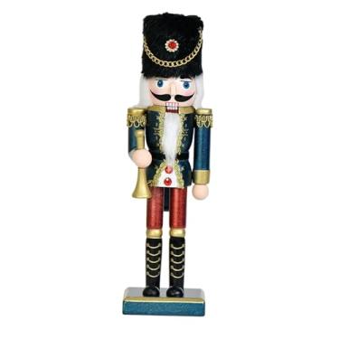 Imagem de oshhni Quebra-Nozes de Natal, Boneco Quebra-Nozes de Madeira, Estátua Decorativa Artesanal, Enfeite de Mesa, 25 cm de Altura, para Lareira, Festa ou Armário, Style B