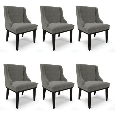 Imagem de Kit 06 Cadeiras De Jantar Base Madeira Preto Grafite