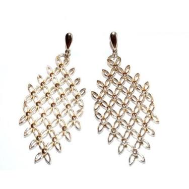 Imagem de Brinco Rede De Flores Dourado - Tulerry Semijoias E Acessórios