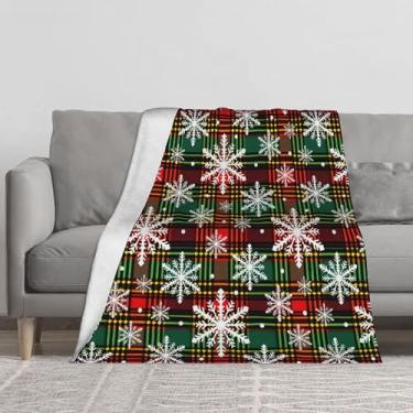 Imagem de Cobertor macio e leve aconchegante cobertor de floco de neve xadrez de Natal para quarto decoração de casa presentes de festival para mulheres e homens, cobertor de flanela felpudo para cama, sofá
