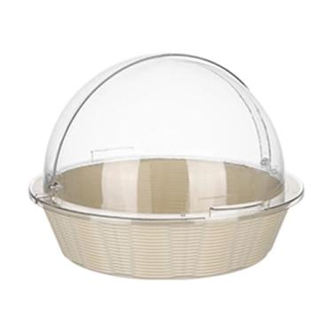 Imagem de KiBcsLic Cesta de Pão de Vime com Tampa Transparente, Bandeja para Servir Alimentos para Armazenamento, Branco