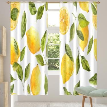 Imagem de 2 conjuntos de painéis cortinas transparentes modernas de frutas limão, cortinas transparentes arejadas com filtro leve, painéis de cortina de porta e janela para sala de estar, quarto, jantar, 213 cm