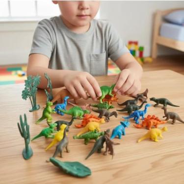 Imagem de Kit 36 Dinossauros Miniatura + 6 Árvores Brinquedo Educativo Cenário Jurássico Lembrancinhas Para Festas Decoração e Atividades Escolares