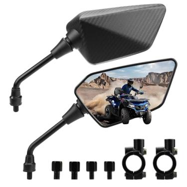 Imagem de BOJE Espelhos ATV, espelhos de motocicleta para guidão, HD, resistente a explosão com parafuso de 8 mm 10 mm, braçadeira de montagem de barra de alça de 7/20.3 cm compatível com ATV, ciclomotor de