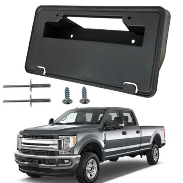 Imagem de KYYET Suporte de quadro de placa de identificação de para-choque dianteiro compatível com Ford F-250 F-350 F-450 F-550 Super Duty Replace HC3Z-17A385-AA FO1068183