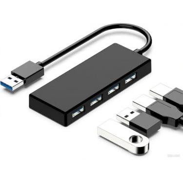 Imagem de Hub USB 3.0, divisor de hub USB de 4 portas, adaptador USB portátil, mini expansor multiportas para desktop, laptop, Xbox, pen drive, HDD, console, impressora, PC, teclados, HP, Dell