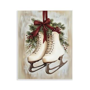 Imagem de Stupell Industries "Patins de gelo festivos", arte de placa de parede, 28 x 35 cm