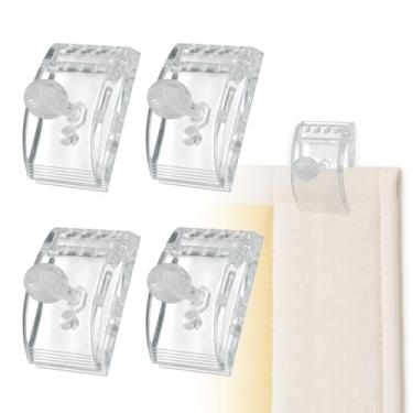 Imagem de Magicfour Gancho de colcha transparente, pacote com 4 cabides de tapeçaria transparentes para parede para exibição, clipes de suporte de colcha grampos para pendurar tapeçarias, mantas, tapetes