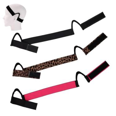 Imagem de 3un Faixas Elásticas para Peruca Tela Frontal, Faixas Perucas de Renda Elásticas Antiderrapantes com Design Formato de C As Orelhas Ideais para Mulheres (Preto, Rosa, Estampa Leopardo)