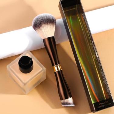 Imagem de Um pincel de maquiagem ultramacio e fofo com caixa, versátil para blush, pó e mistura de maquiagem para os olhos (café)