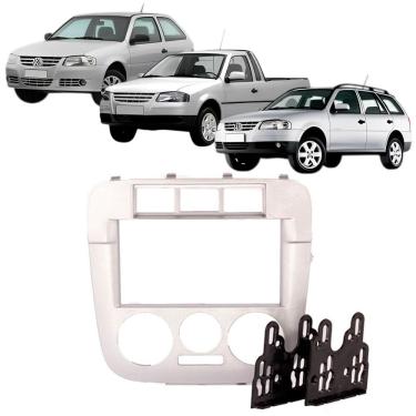 Imagem de Moldura 2 Din Gol Parati Saveiro G4 3 Botões 2006 à 2009 Prata Painel Multimidia Som Expex Epx 292