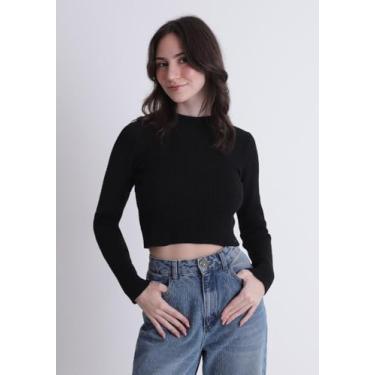 Imagem de Blusão de tricot cropped Preto M