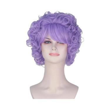 Imagem de Peruca Curta Sintética Cacheada Feminina Com Franja Para Fantasia De C