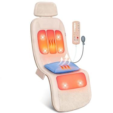 Imagem de Heycool Tapete de massagem de corpo inteiro com calor, massageador de vibração nas costas, almofada de cadeira de massagem, 10 motores de vibração, 2 níveis de aquecimento, tração lombar removível e