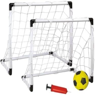 Imagem de Gols de futebol infantis, portatil, divertido para crianca, treinar futebol, bola, e azul claro.