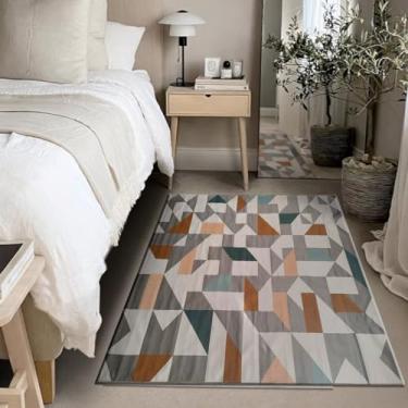 Imagem de 1 Tapete Quarto Beira Cama Antiderrapant 100X150 Js Do Zi Vr (M35 Taupe Bege - Geométrico Abstrato Moderno)