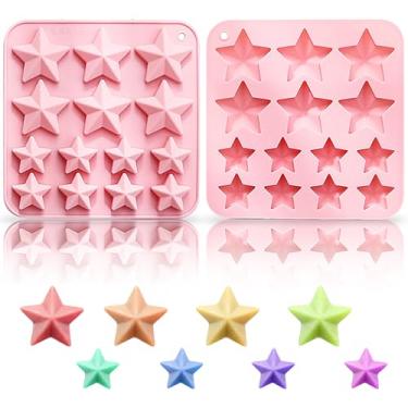 Imagem de Molde de silicone estrela, molde de chocolate em forma de estrela de 14 cavidades, moldes antiaderentes de silicone com cinco estrelas pontiagudas, bandeja de cubos de gelo, ferramenta de cozimento