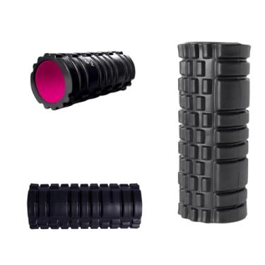 Imagem de Rolo de Liberação Miofascial, EVA e PP, 33x14cm, Preto e Rosa, Texturizado, para Alívio de Tensões Musculares e Flexibilidade