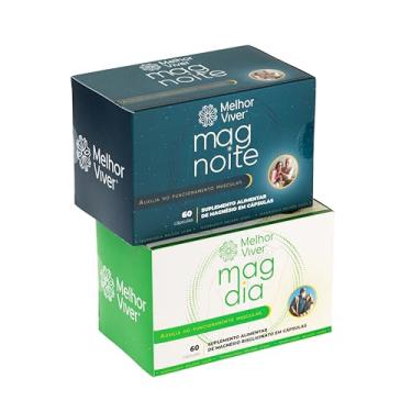 Imagem de Kit Mag Dia e Mag Noite Suplemento Alimentar de Magnésio Bisgliclinato 120 Cápsulas 60 Porções Melhor Viver