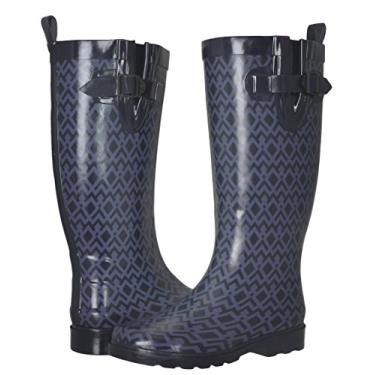 Imagem de Capelli New York Botas de chuva femininas de cano médio e alto forradas de borracha, Estampa geográfica azul-marinho, 6