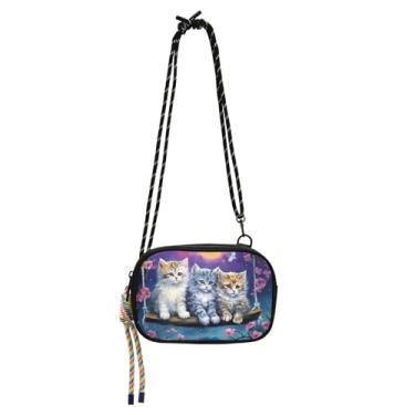 Imagem de TSENQUE Bolsas pequenas transversais femininas bolsa carteira para iphone bolsa senhoras bolsas de ombro fofas de viagem gatos família