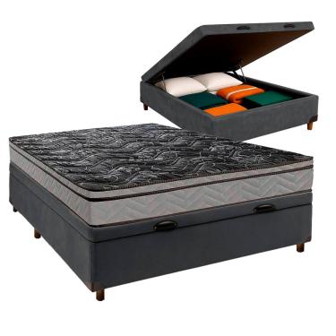 Imagem de Cama + Bau Blindado e Colchão D28 Casal - Conforto Paropas