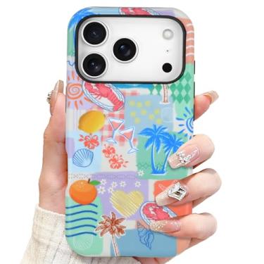 Imagem de SOKAD Capa de telefone magnética para colagem de praia 2025 Pro, linda estampa de colagem de verão mar compatível com Magsafe Matte Capa protetora com protetor de tela para meninas e mulheres